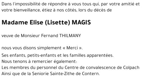 Elise (Lisette) MAGIS