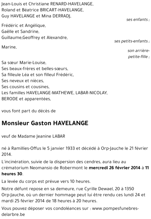 Gaston HAVELANGE