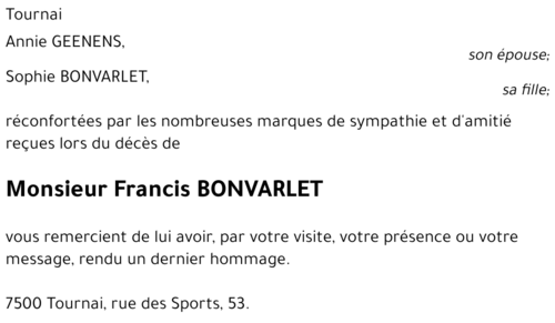 Francis BONVARLET