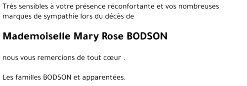 Mary Rose BODSON