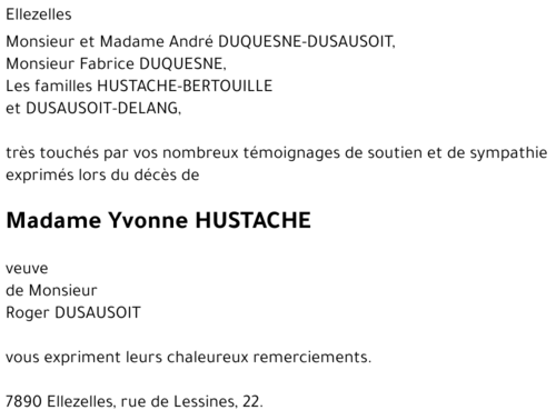 Yvonne HUSTACHE