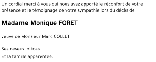 Monique FORET
