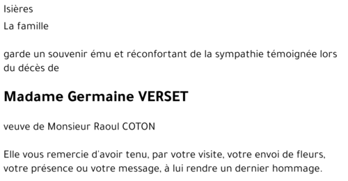 Germaine VERSET