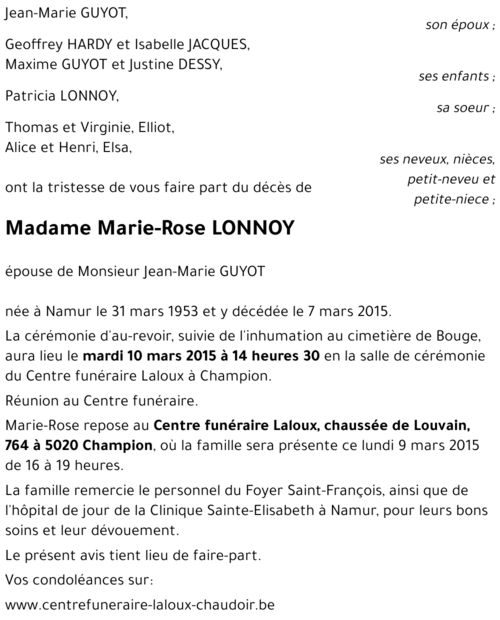 Marie-Rose LONNOY