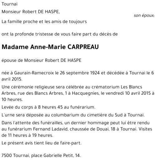 Anne-Marie CARPREAU