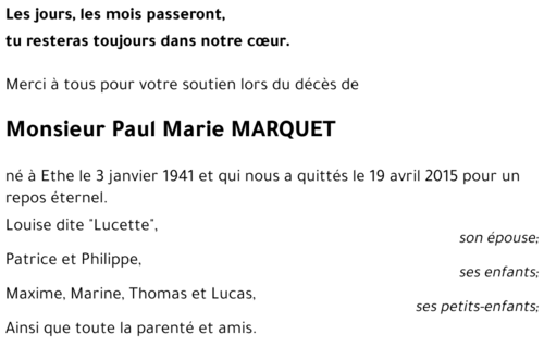 Paul Marie MARQUET 