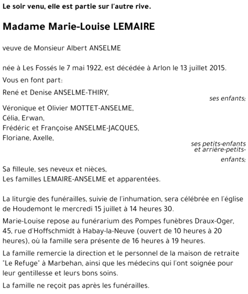 Marie-Louise LEMAIRE
