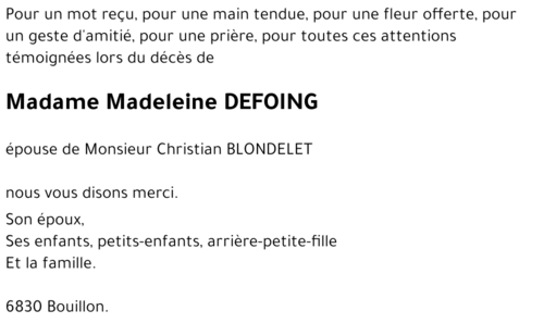 Madeleine DEFOING