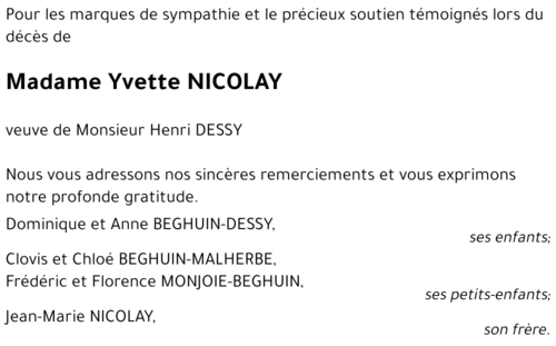 Yvette NICOLAY