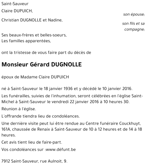 Gérard DUGNOLLE
