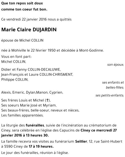 Marie Claire DUJARDIN