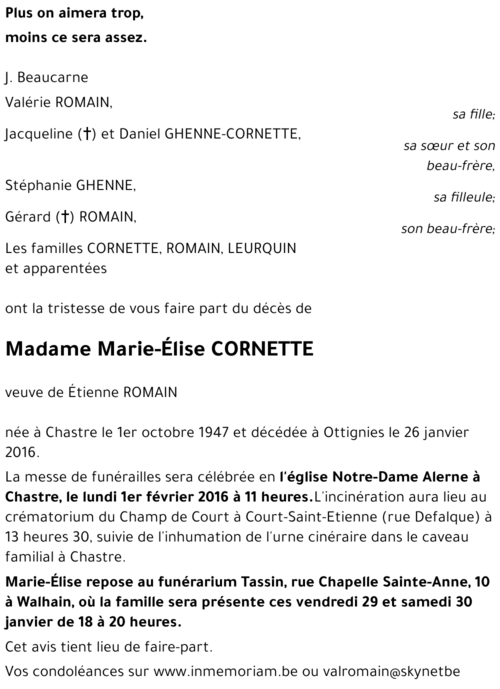 Marie-Elise CORNETTE