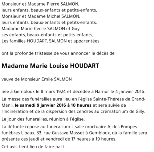 Marie Louise HOUDART