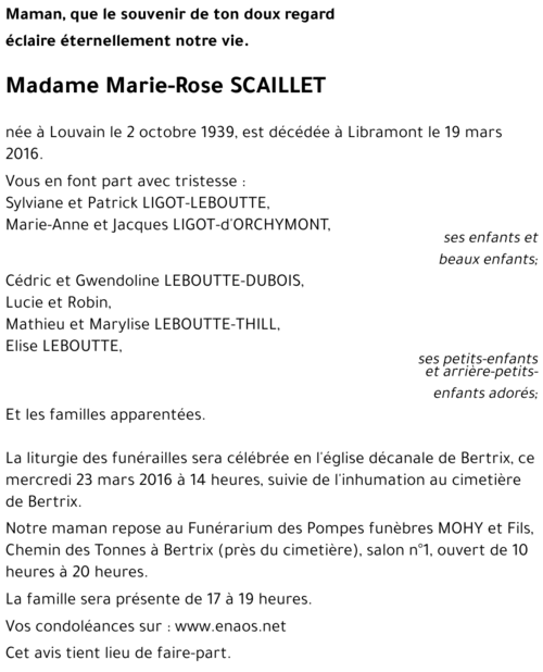 Marie - Rose SCAILLET