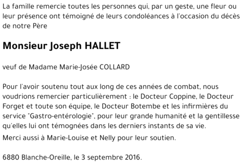 Joseph HALLET