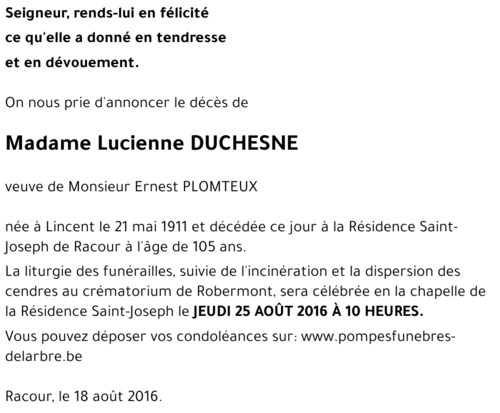 Lucienne DUCHESNE