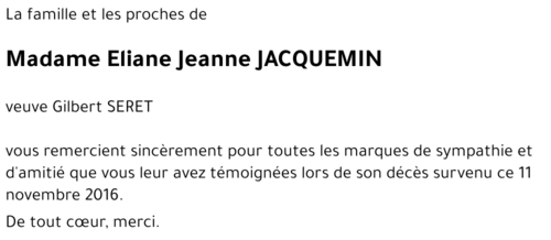 Eliane Jeanne JACQUEMIN