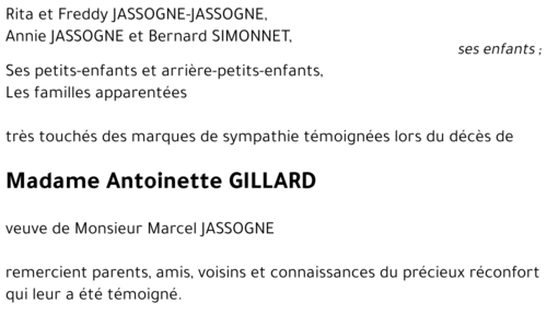 Antoinette GILLARD