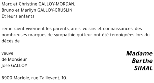 Berthe SIMAL