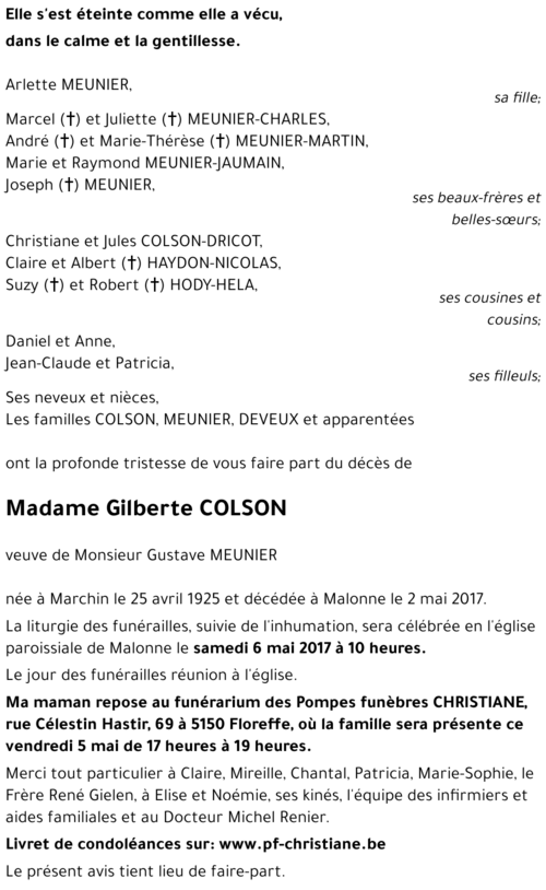 Gilberte COLSON