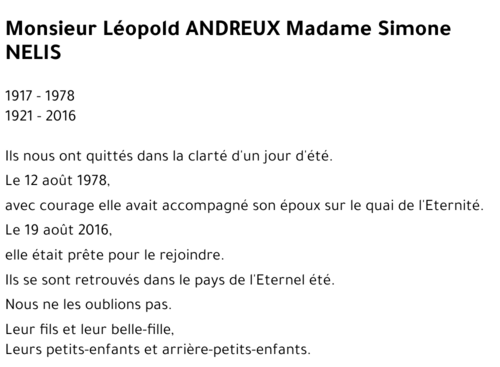 Léopold - Simone ANDREUX - NELIS