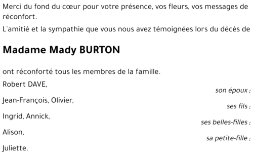Madeleine BURTON