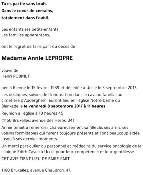 Annie LEPROPRE