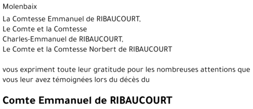 Emmanuel Comte de RIBAUCOURT