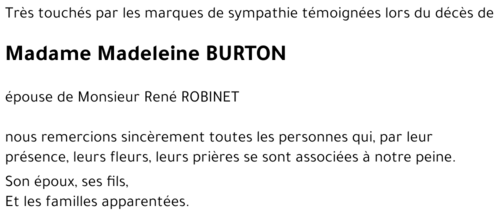 Madeleine BURTON 