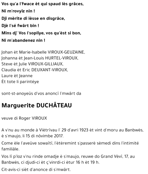 Marguerite DUCHÂTEAU