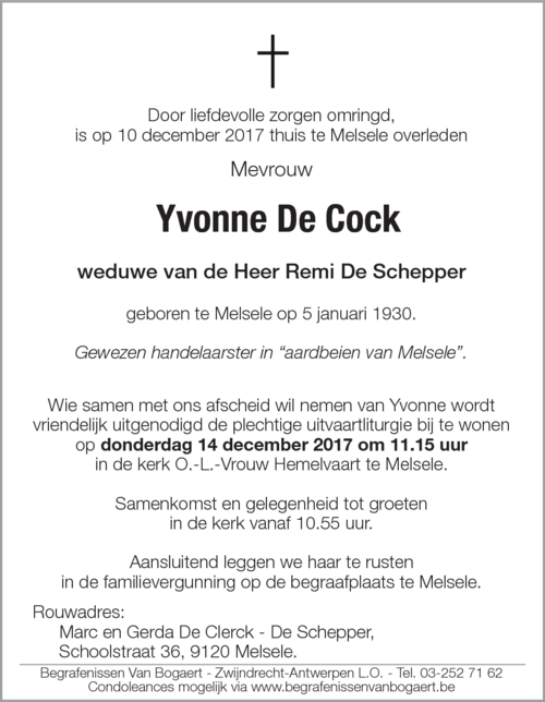 Yvonne De Cock