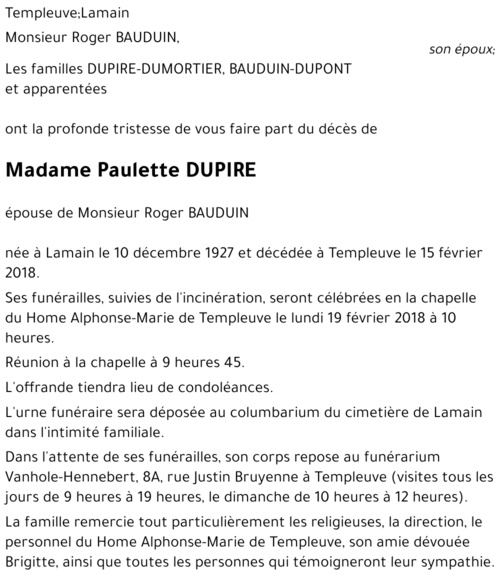 Paulette DUPIRE