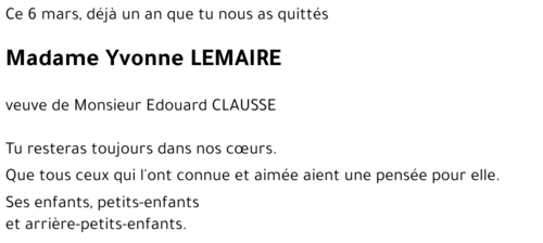 Yvonne LEMAIRE