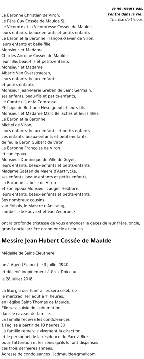 Jean Hubert COSSEE de MAULDE
