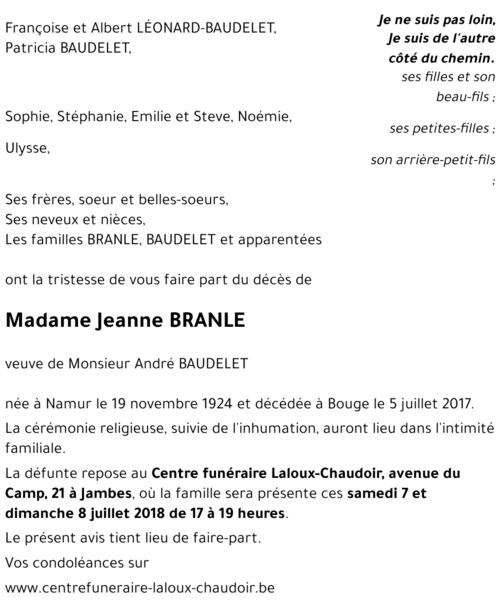 Jeanne BRANLE