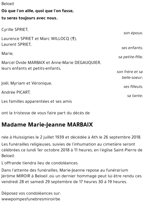 Marie - Jeanne MARBAIX