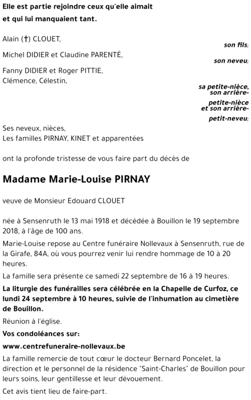 Marie-Louise PIRNAY