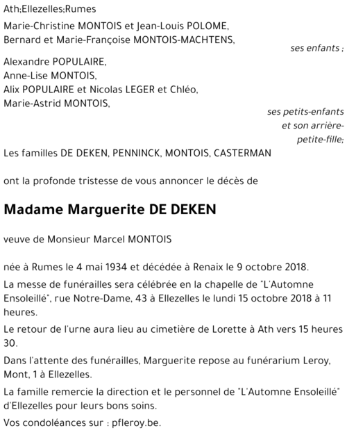 Marguerite DE DEKEN