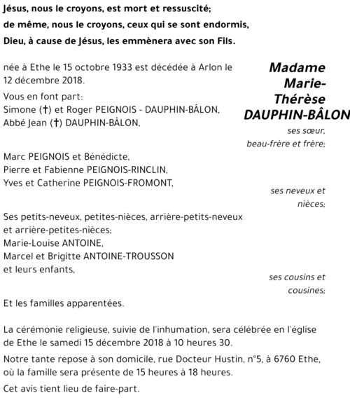 Marie-Thérèse DAUPHIN - BÂLON 