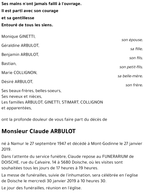 Claude ARBULOT