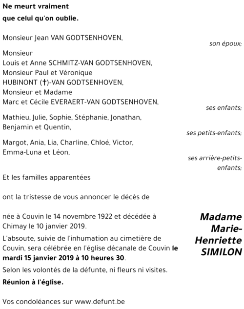 Marie-Henriette SIMILON