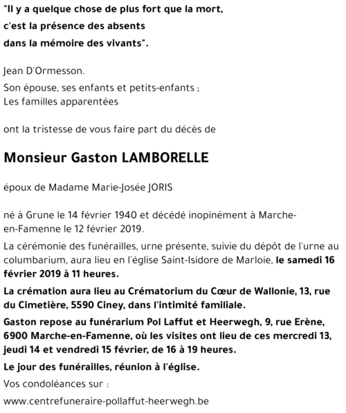 Gaston LAMBORELLE