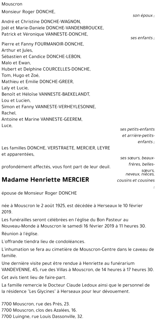 Henriette MERCIER