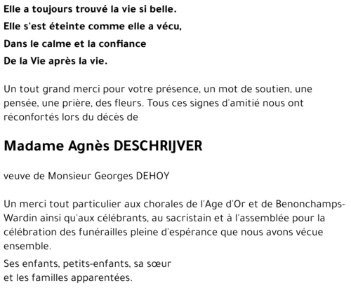 Agnès DESCHRIJVER