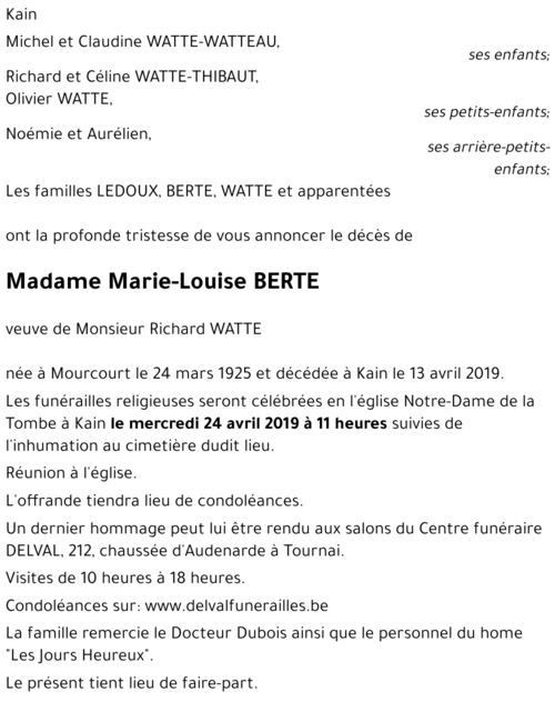 Marie-Louise BERTE