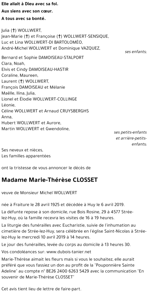 Marie-Thérèse CLOSSET