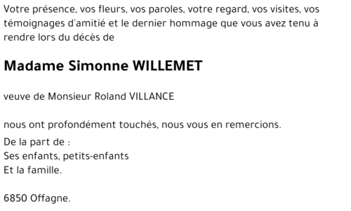 Simonne WILLEMET