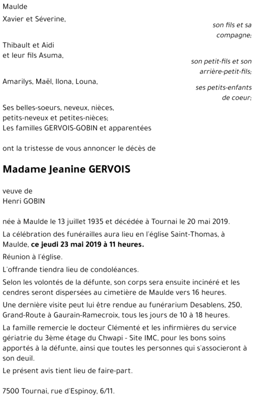 Jeanine GERVOIS
