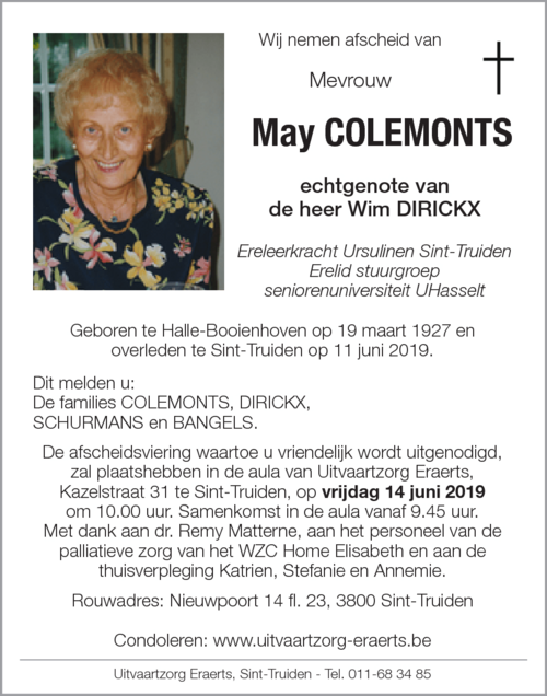May COLEMONTS
