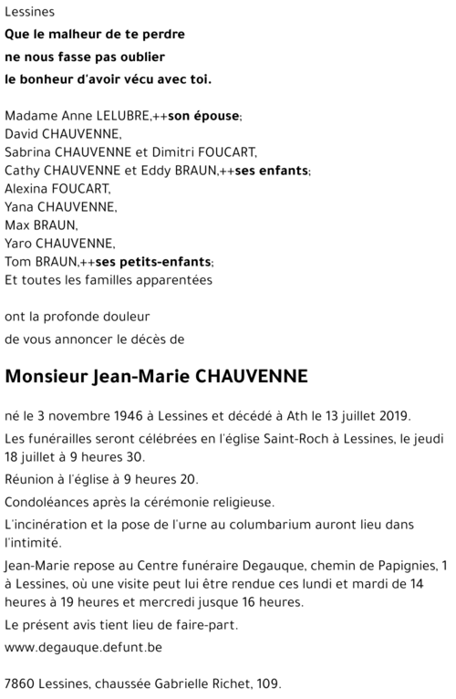Jean-Marie CHAUVENNE